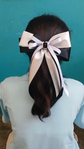 เน็ตผม เน็ตผมโบว์ โบว์ติดผม (กิ๊บสปริง) (โบว์พร้อมเน็ตผม) ริบบิ้นผ้าใหมซาติน งานDIY พร้อมส่ง