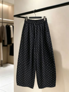 Slim Summer White Polka Dot Love Wide Leg Cropped Pants
