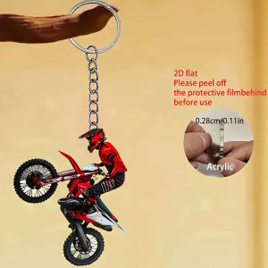 1 motorcycle 2D flat acrylic keychain - motorcycle stunt rider designmotorcycle keychain car keychainmotorcycle enthusiasts