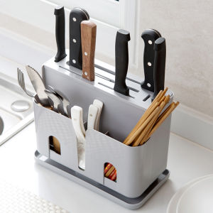 Kitchen Plastic Knife Holder Rack Multi-Functional Home Use Drainage Chopsticks Cage Integrated Design Vegetable Knife Tube