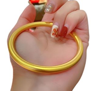 Traditional Craft Simulated Gold Bracelet & Solid Sand Gold 999 Women's Style Non-Fading Color Ring Wedding Jewelry Accessory