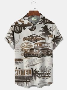 Áo Sơ Mi Tay Ngắn in Họa Tiết 3D Đi Biển Cổ Bẻ Thường Ngày Cho Mọi Mùa Áo Thun Nam Thường Ngày Áo Sơ Mi Nam