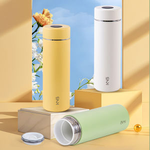 Double Layer Stainless Steel True Ceramic Inner Lid Tea Water Separation Tea Brewing Cup Portable Office Car Insulated Mug