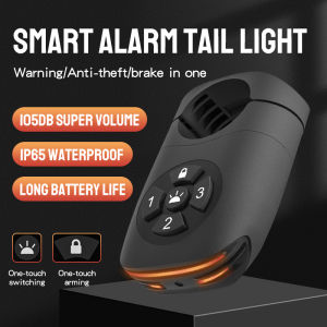 Bicycle Password Anti-theft Alarm Taillight 105dB Loud Burglar Alarm IPX6 Waterproof 4 Lighting Mode Bike Brake Warning Light