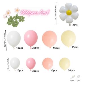 120Pcs Pink Daisy Balloon Arch Set Daisy Foil Balloons Paired with Macaron Pink Yellow and Orange Balloon Combinations an Ideal Choice for Spring Birthday Parties Baby Showers Outdoor Weddings and Party Decorations