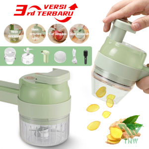 Newest Version - TNW KB4 Food Chopper Protable Mixer Blender Quatre Kapsule 4 In 1 Alat Pemotong Sayuran Handheld Electric Vegetable Cutter Set with Brush