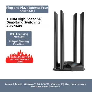 Comfast | Dual Frequency 1300M Wall-Penetrating Driver-Free Gigabit Wireless Adapter