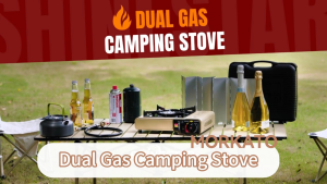 เตาแก๊สสองระบบ ใช้ได้ทั้งบิวเทนและโพรเพน เตาแคมป์แบบพกพาสำหรับทำอาหารกลางแจ้ง มาพร้อมท่อแปลงแก๊สโพรเพนและกระเป๋าหิ้ว กำลังไฟ 7800 BTU