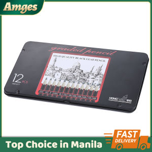 12 Pcs Sketching Wooden Pencil Professional Drawing Diary Cartoon Pencil Iron Painting Drawing Box Writing Pencil 2H-8B