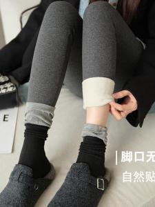 High-Waisted Fleece-Lined Slim Fit Cotton Trousers for Women Warm Autumn Winter Base Layer Pants Comfortable Cotton Leggings