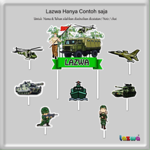 Topper cake tentara AD AL AU custom nama hiasan kue & buket