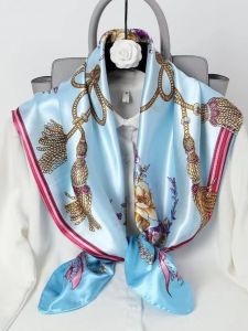 Fashionable Large Silk Scarf Ladies Decorative Summer Spring Autumn Winter UV Protection Shawl Korean Style Polyester Fiber Plant Floral Pattern