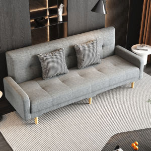 Modern Minimalist Foldable Artificial Board Hemp Fabric Sofa Bed Combo for Adults L-Shaped Living Room Small Household Furniture