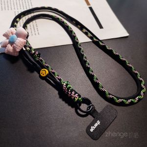 สายโซ่โทรศัพท์ผ้าปักลายดอกไม้แบบปรับได้สำหรับผู้ชายและผู้หญิง สายโซ่โทรศัพท์แบบสะพายข้างยาวสำหรับกลางแจ้ง เครื่องประดับโทรศัพท์มือถือแบบถอดได้ สายโซ่โทรศัพท์มือถือแบบทนทาน