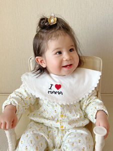 Korean Style Baby Bibs Pure Cotton Soft Spill-Proof Rotatable Feeding Neck Warmer for Newborns And Infants Cute Baby Bandanas