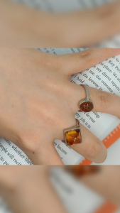 ✨ Natural Stone Stainless Steel Adjustable Ring ✨