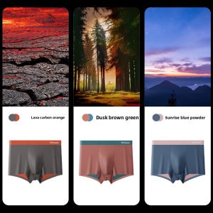 MiiOW | Mens Ice Silk Boxer Shorts Breathable Thin Summer Underwear Flat Angle Briefs Comfortable Elastic Waist Mid Rise Shorts