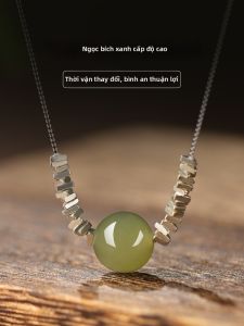 HUAKAIYUNDUO | Dây Chuyền Bạc 925 Tinh Tế Đính Mặt Dây Chuyền Ngọc Bích