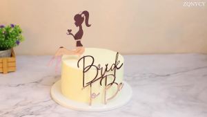 2pcs/set Bride To Be Golden Acrylic Cake Toppers Wedding Bride Shower Bachelorette Party High Heels Lady Baking Cake Decorations