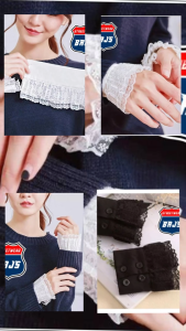 BAJS Manset Pergelangan Tangan Renda Bella Crepe Hitam Putih Mandele Look Korea Chic