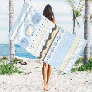 BILIBILI | Blue Biscuit Berry Border Quick Drying Microfiber Beach Towel Lightweight for Swimming Camping Yoga - Bath Towel