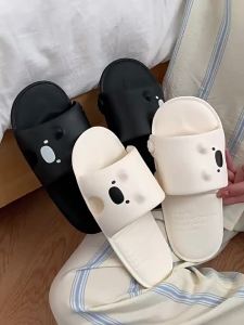 WY-XIXITIAO รองเท้าแตะลายหมีน่ารักสำหรับผู้ชายและผู้หญิงพื้นรองเท้านุ่มสบายพกพาได้พับเก็บได้เหมาะสำหรับการเดินทางทางธุรกิจการเดินทางและการใช้ในห้องน้ำ