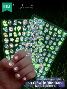 JIELI | Glow In Dark 5D Embossed Waterproof Self-Adhesive Children Nail Stickers