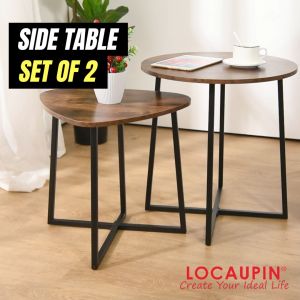 SET OF 2 Side Table Minimalist Wooden Coffee Table Simple Modern Multifunctional Organizer For Bedroom Living Room