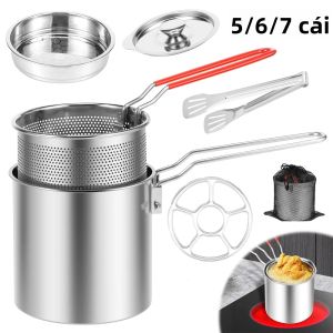 Nồi Chiên Sâu Bằng Thép Không Gỉ Có Giỏ Chiên Nồi Dầu Đa Chức Năng Để Chiên Gà Và Nấu Ăn Dụng Cụ Nhà Bếp Thân Thiện Với Môi Trường