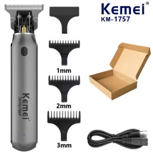 KEMEI Electric T9 Hair Clipper Mens Hair Cutting Machine Professional Engravable Trimmer Rechargeable Oil Head Trimmer KM-1757