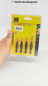 Mata Bor Kayu Countersink HSS Drill Bit Set Isi 4 Nomor 6 - 12 ABD