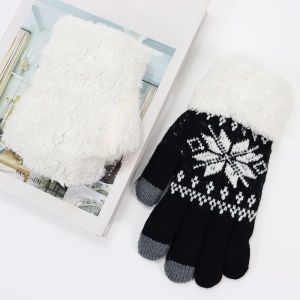 Găng Tay Mùa Đông Dệt Kim Hình Bông Tuyết Thời Trang Nữ Tương Thích Màn Hình Cảm Ứng Ấm Áp Dày Dặn Dành Cho Người Lớn Họa Tiết Hoa.