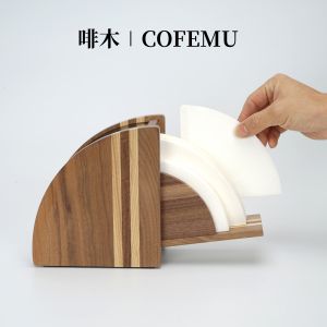 Hand-Poured Coffee Dust-Proof Solid Wood Filter Paper Box V60 Fan-Shaped Filter Cup Holder Creative Coffee Brewing Tools