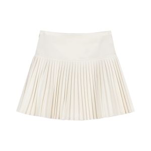 กระโปรงสั้นทรงเอเอวสูงสีขาว ผ้าขนสัตว์ กระโปรงสั้นทรงเอ กระโปรงสั้นทรงเอสำหรับผู้หญิง ฤดูใบไม้ร่วงและฤดูหนาว กระโปรงสั้นทรงเอ