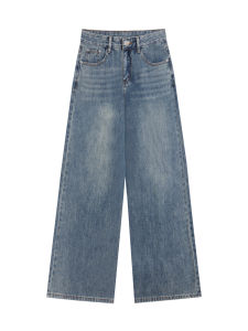 MATTUCLB High Waist Loose Fit Denim Jeans Womens Long Pants Draping Pear Shape Vintage American Style Autumn Collection