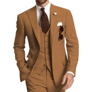 Solid Color Slim Fit Mens Business Tuxedo Fashion Lapel Peak Tails Wedding Groomsmen Dance Party Ternos Masculinos