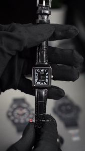 Jam Tangan Wanita Casio General LTP-V007L-1B Tank Black Dial Black Leather Band