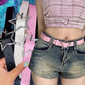 Y2K Star Sparkling Rhinestone Belt for Women Girls Fashion Waist Strap Jeans Dress Trouser Decorative Waistband Accessories