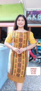 Konveksi Medan Miss Nauli -  Dress Etnik Ulos Batik Batak Corak Pucca Leher Sabrina L -4L