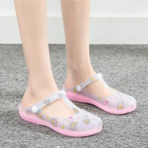 Summer Jelly Shoes Beach Hole Shoes Womens Non Slip Womens Sandals Half Slippers Toe Box for Outdoors Thick Sole Jelly Nurse Shoes