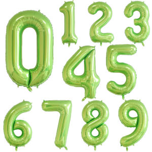 32inch Green Number Balloon Digital 0 1 2 3 4 5 6 7 8 9 Aluminum Foil Ballon for Kids Birthday Party Decoration Safari Wild One