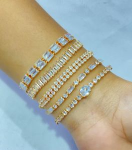 Gelang Wanita Korea Mewah: Gelang Zirkon Berlian Imitasi & Lapis Emas Serut