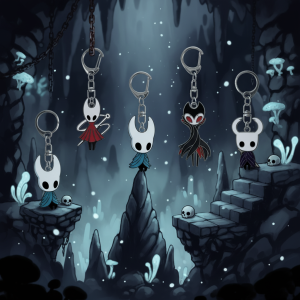 6pcs/lot Hollow Knight Silksong Keychain Set Bone Nail and The Pale King Figure Keyring Video Game Cosplay Accessories for Men
