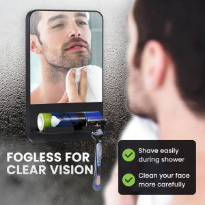 TAILI Shower Mirror Fogless for Shaving Strong Suction Anti Fog Mirror for Shower Shatterproof Shaving Mirror Fog Free No Drilling Removable Waterproof Fogless Mirror for Bathroom