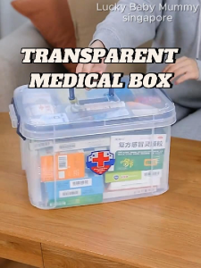 Transparent Medical Box | Double-Layer First Aid Organizer with Handle (S/M/L/XL Sizes)