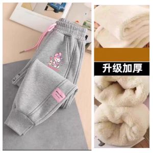 Thickened Fleece Girls Sports Pants Autumn Winter Style Childrens Casual mid Waist Trousers for Girls Winter Leisure Sport Sweatpants