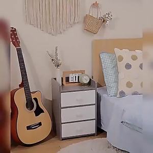 【SG Local Seller】 2025 Upgrade 3Layer Bedside Table With Drawer And Lock Raised on Three Sides to Prevent Items From Falling Out Storage Organiser Beside Drawer Cabinet 三层白色/黑色 抽屉柜