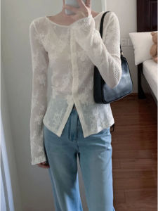YUEZHONGWEI | French Hollow Out Linen Ice Silk Thin Knitted Cardigan Women Summer Outerwear Sun Protection Air Conditioning Top Open Shirt