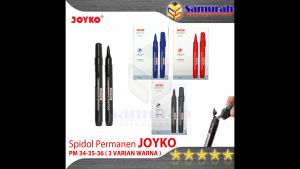 Spidol Permanent Marker Joyko PM 34 Hitam / Pm 35 Biru / PM 36 Merah Bisa Refill isi Ulang - Per Lusin