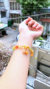 Chuỗi Hạt Ngọc Phỉ Thúy Lụa Vàng Tự Nhiên Mix Charm Sắc Vàng Hoàng Kim Phú Quý